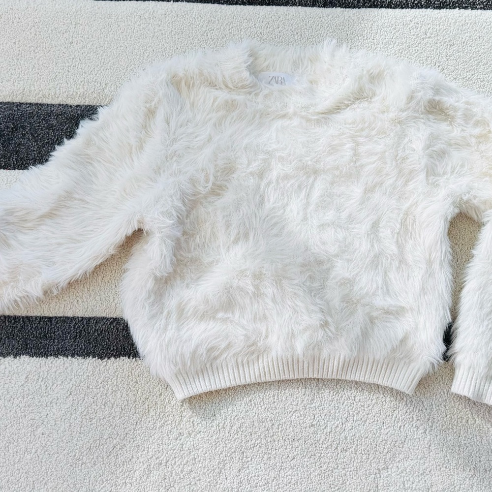 Zara Girls Cream Fuzzy Sweater